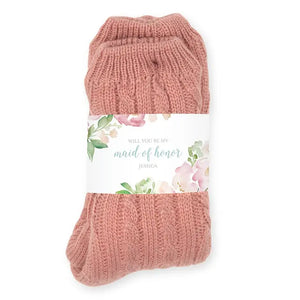 Personalized Cozy Sherpa Lined Cable Knit Slipper Socks - Floral Garden Party