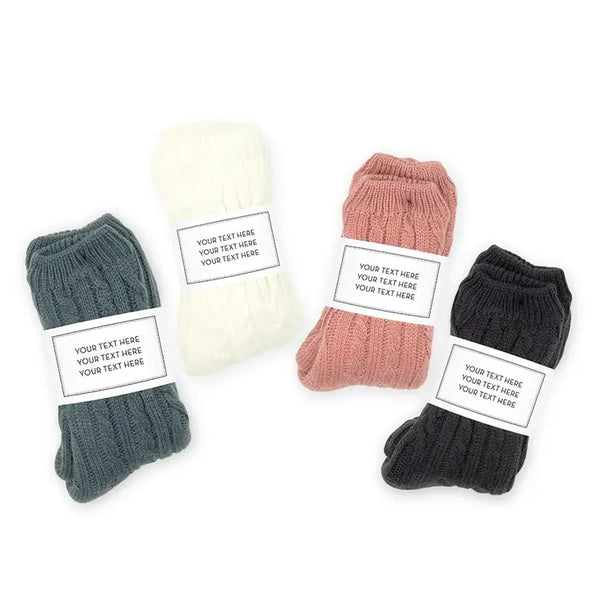 Personalized Cozy Sherpa Lined Cable Knit Slipper Socks - Custom Text