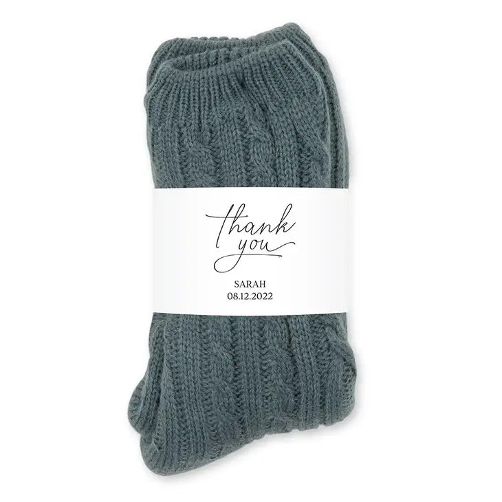 Personalized Cozy Sherpa Lined Cable Knit Slipper Socks - Thank You