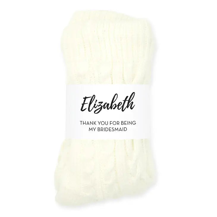 Personalized Cozy Sherpa Lined Cable Knit Slipper Socks - Calligraphy