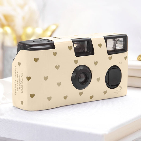 Disposable Camera With Flash - Gold Hearts