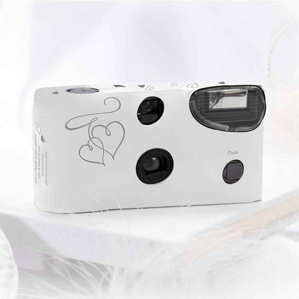 Disposable Camera With Flash - Silver Enchanted Hearts