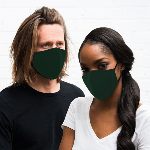 Adult Reusable, Washable 3 Ply Cloth Face Mask With Filter Pocket - Dark Green