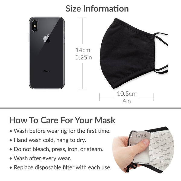 Adult Reusable, Washable 3 Ply Cloth Face Mask With Filter Pocket - Dark Green