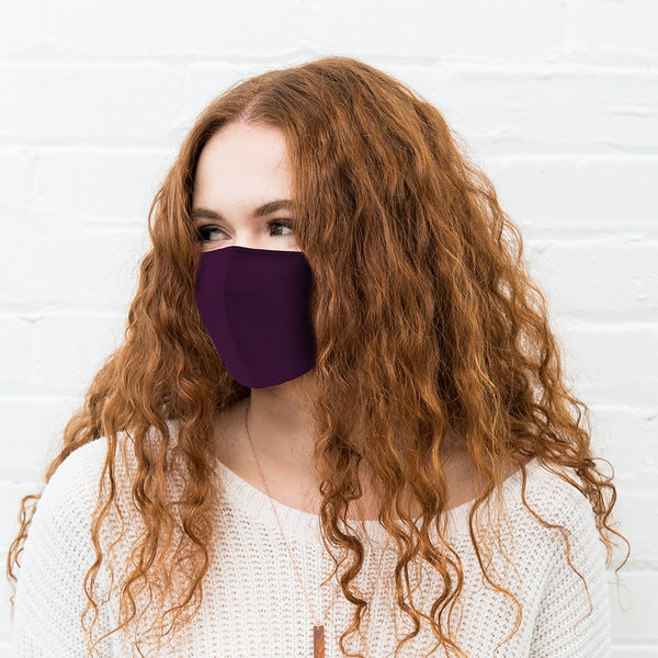 Adult Reusable, Washable 3 Ply Cloth Face Mask With Filter Pocket - Dark Purple