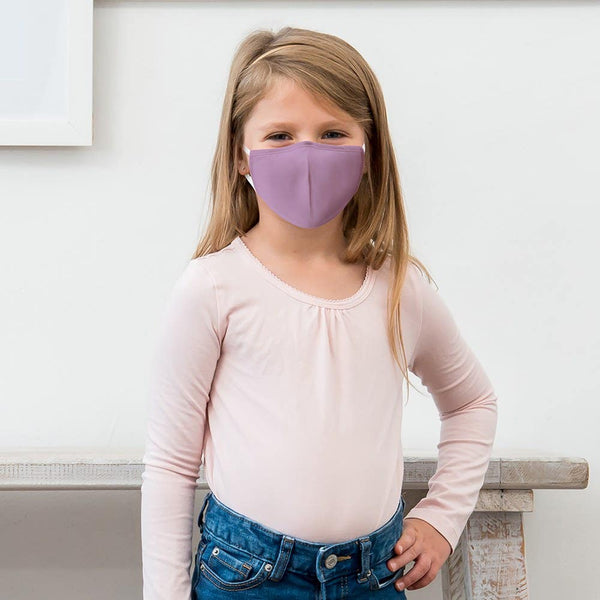 Kid's Reusable, Washable 3 Ply Cloth Face Mask With Filter Pocket - Lavender Purple