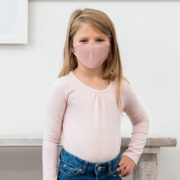 Kid's Reusable, Washable 3 Ply Cloth Face Mask With Filter Pocket - Blush Pink