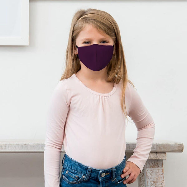 Kid's Reusable, Washable 3 Ply Cloth Face Mask With Filter Pocket - Dark Purple