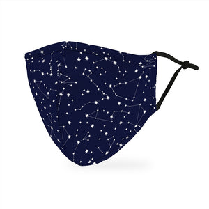 Adult Reusable, Washable 3 Ply Cloth Face Mask With Filter Pocket - Starry Sky