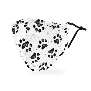 Adult Reusable, Washable 3 Ply Cloth Face Mask With Filter Pocket - Paw Prints