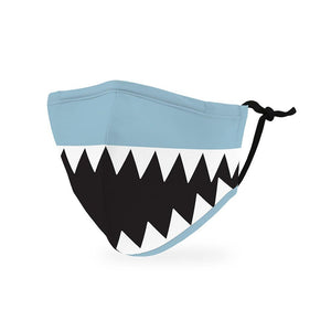 Kid's Reusable, Washable 3 Ply Cloth Face Mask With Filter Pocket - Shark Tooth