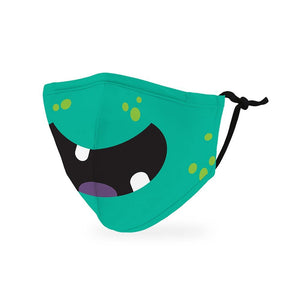 Kid's Reusable, Washable 3 Ply Cloth Face Mask With Filter Pocket - Little Green Monster