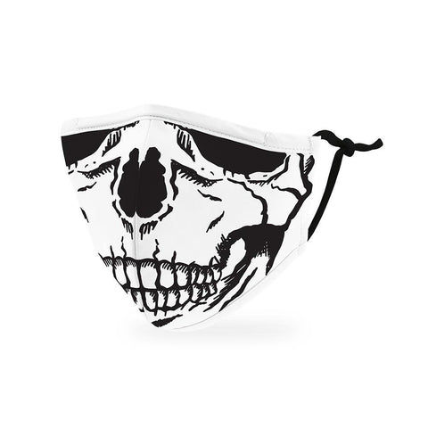 Kid's Reusable, Washable 3 Ply Cloth Face Mask With Filter Pocket - Skull