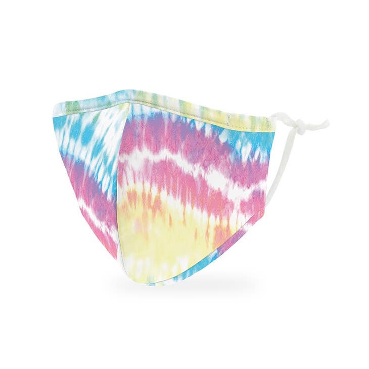 Kid's Reusable, Washable 3 Ply Cloth Face Mask With Filter Pocket - Tie Dye