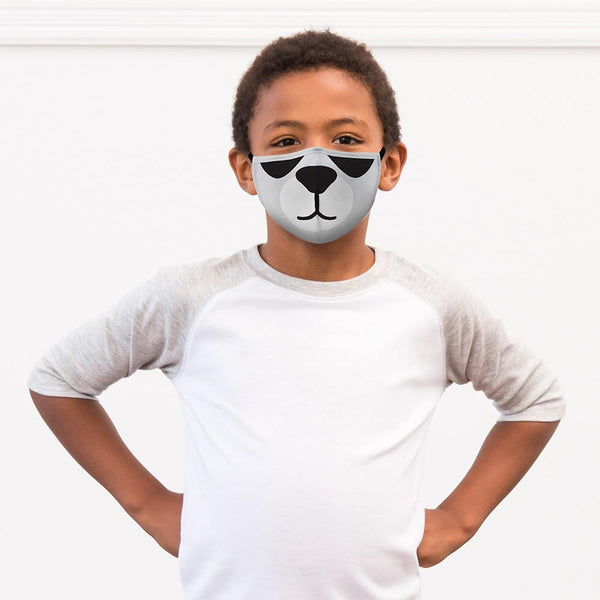 Kid's Reusable, Washable 3 Ply Cloth Face Mask With Filter Pocket - Panda