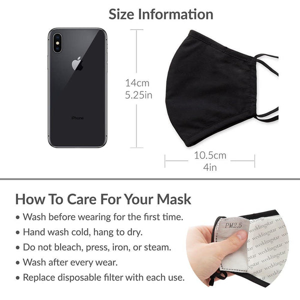 Kid's Reusable, Washable 3 Ply Cloth Face Mask With Filter Pocket - Shades Pug