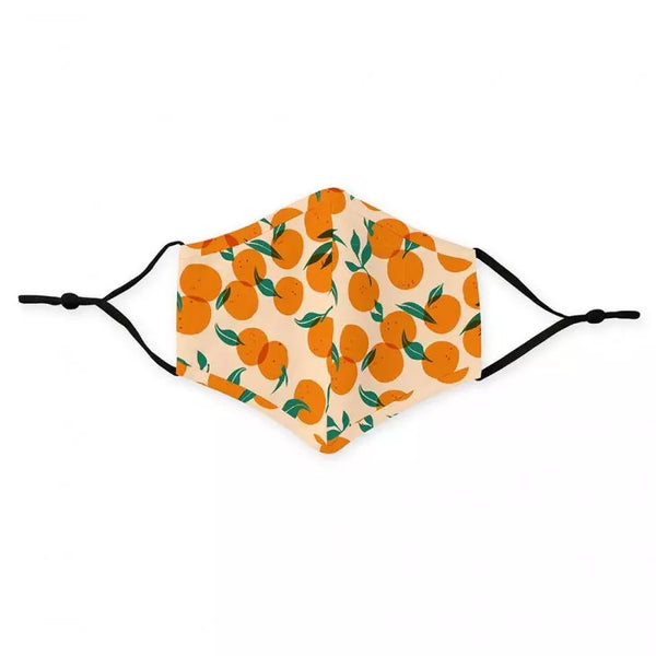 Kid's Reusable, Washable 3 Ply Cloth Face Mask With Filter Pocket - Oranges