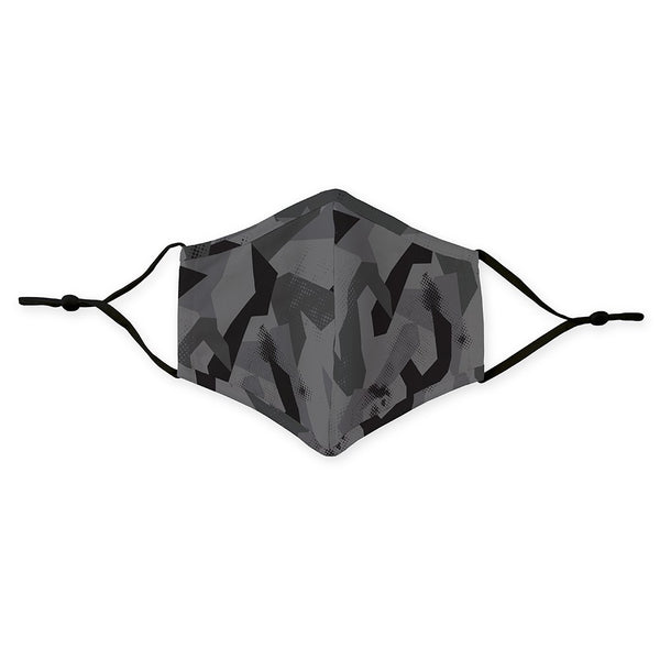 Adult Reusable, Washable 3 Ply Cloth Face Mask With Filter Pocket - Modern Black Camo