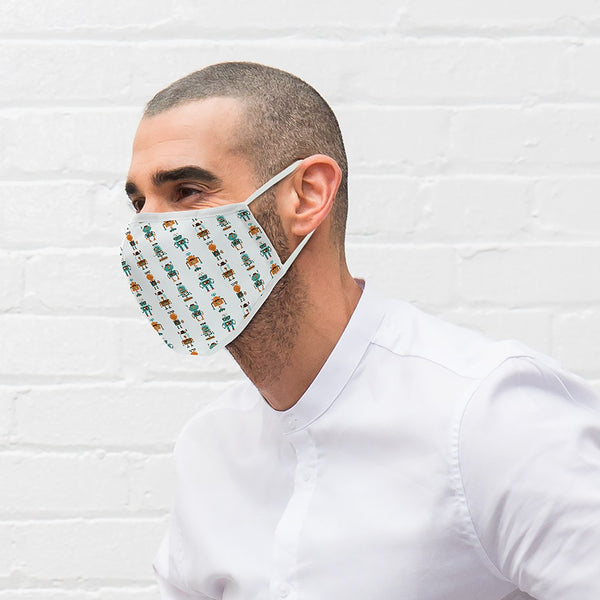 Adult Reusable, Washable 3 Ply Cloth Face Mask With Filter Pocket - Gentleman Robots