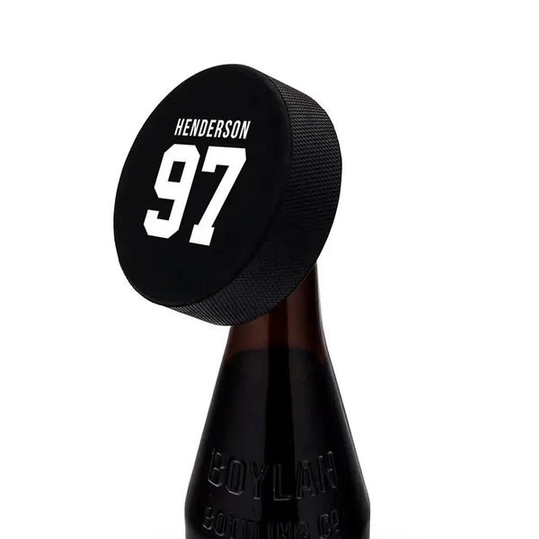 Custom Hockey Puck Bottle Opener Gift - Jersey Back