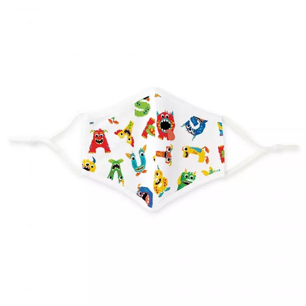 Kid's Reusable, Washable 3 Ply Cloth Face Mask With Filter Pocket - Alphabet