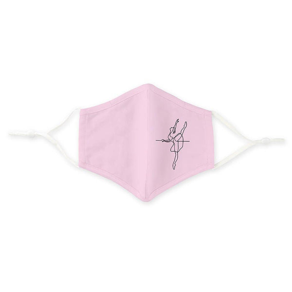 Kid's Reusable, Washable 3 Ply Cloth Face Mask With Filter Pocket - Pink Ballerina