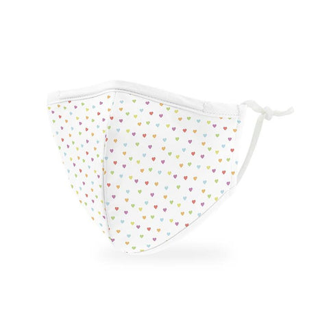 Kid's Reusable, Washable 3 Ply Cloth Face Mask With Filter Pocket - Heart Dots