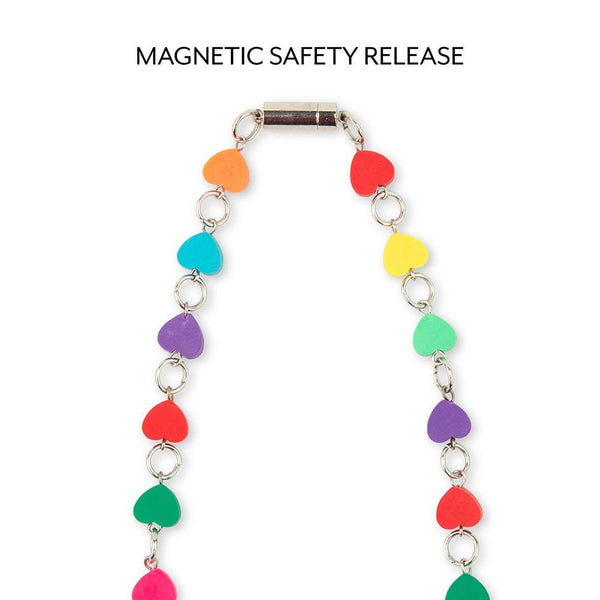 23" Face Mask Lanyard With Magnetic Safety Release - Heart Chain