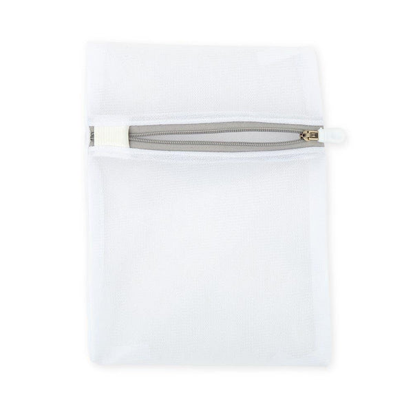 Small Polyester Mesh Zippered Face Mask Wash Bag - White - Set Of 2