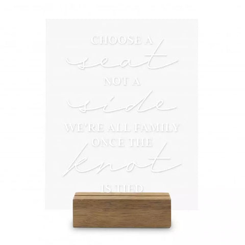 Clear Acrylic Wedding Table Sign - Choose a Seat