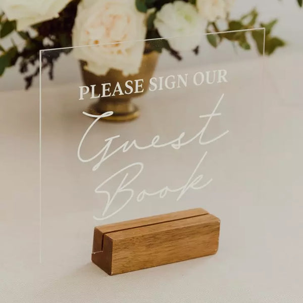 Clear Acrylic Wedding Table Sign - Guest Book