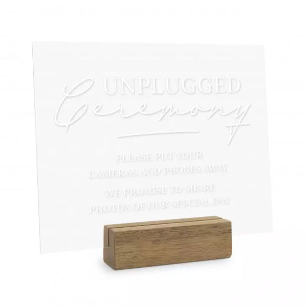 Clear Acrylic Wedding Table Sign - Unplugged Ceremony