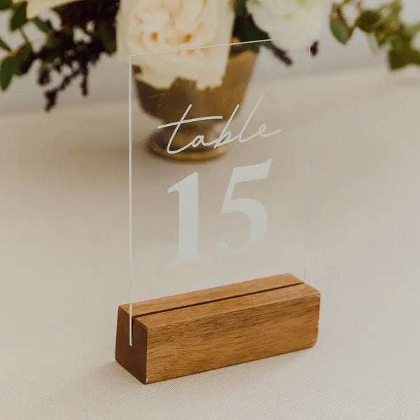 5" x 7" Clear Acrylic Table Number Signs - Simple Script - Pack of 6