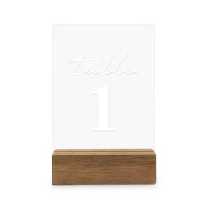 5" x 7" Clear Acrylic Table Number Signs - Simple Script - Pack of 6