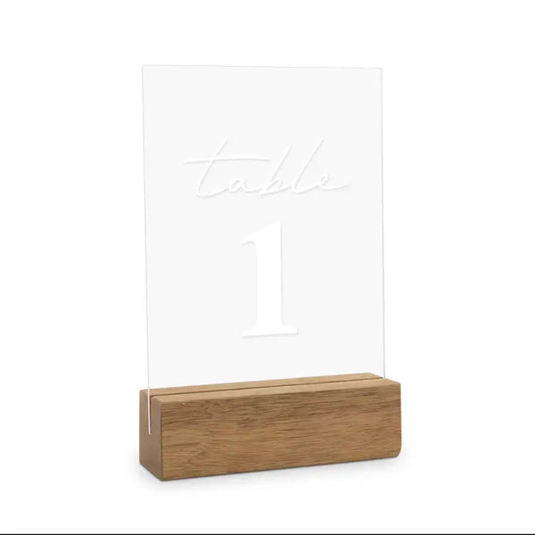 5" x 7" Clear Acrylic Table Number Signs - Simple Script - Pack of 6