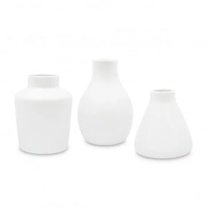 3-Piece Clay Table Vase Set - White