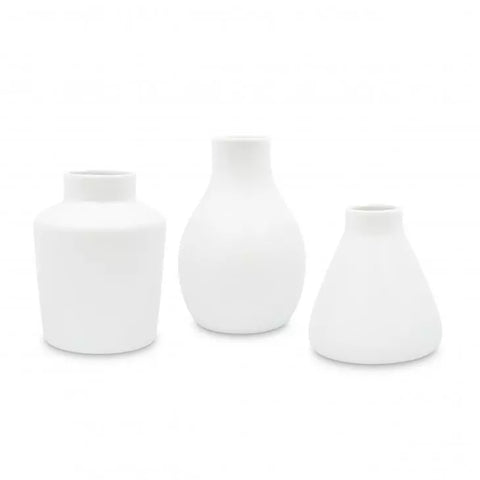 3-Piece Clay Table Vase Set - White