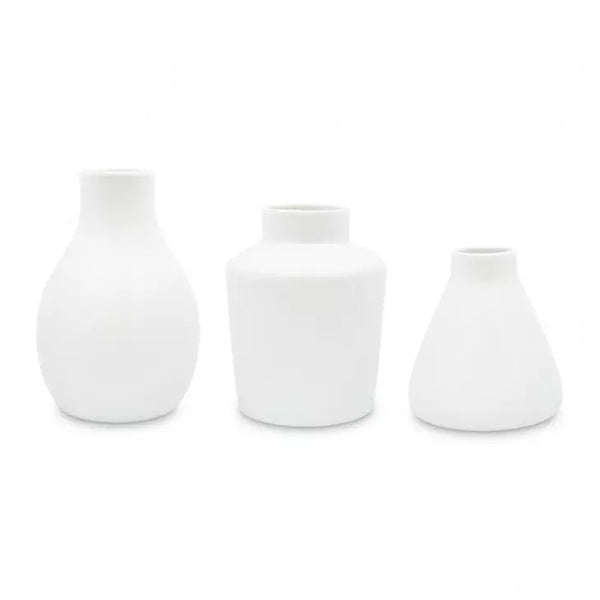 3-Piece Clay Table Vase Set - White