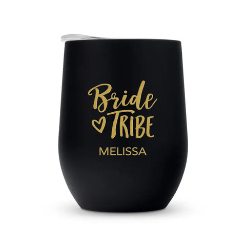 Personalized 12 oz. Stemless Travel Tumbler - Bride Tribe