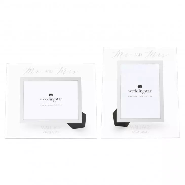 Personalized Glass 5” x 7” Picture Frame - Mr and Mrs