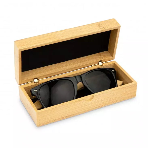 Polarized Lens Sunglasses Party Favor with Bamboo Arms - Black