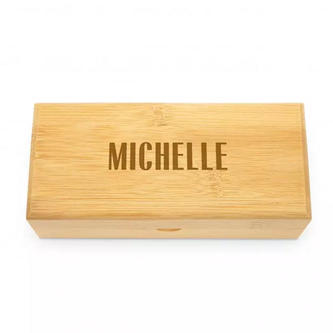 Personalized Bamboo Wood Sunglasses Case - Modern Font