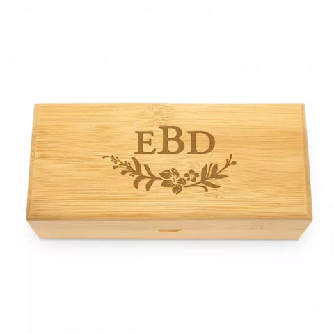 Personalized Bamboo Wood Sunglasses Case - Modern Fairy Tale