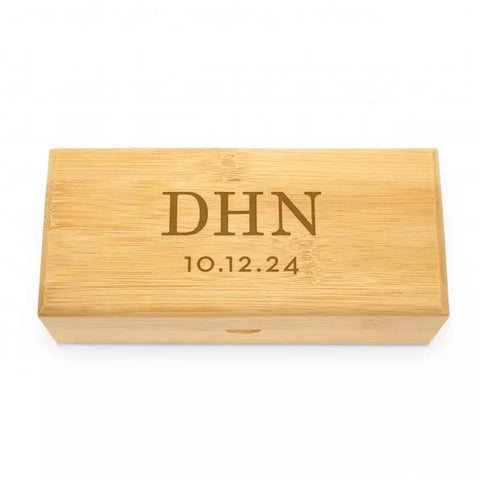 Personalized Bamboo Wood Sunglasses Case - Modern Monogram