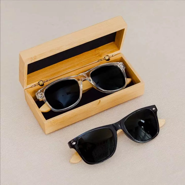 Personalized Bamboo Wood Sunglasses Case - Calligraphy