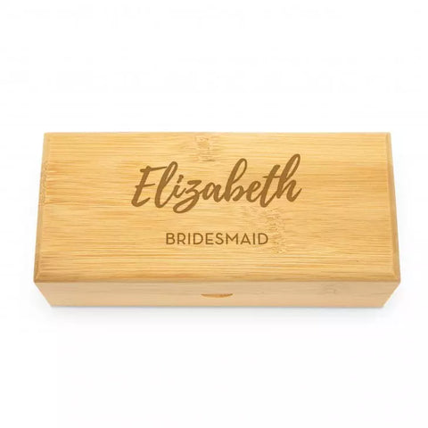 Personalized Bamboo Wood Sunglasses Case - Calligraphy