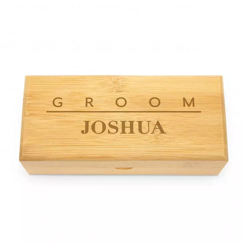 Personalized Bamboo Wood Sunglasses Case - Groom