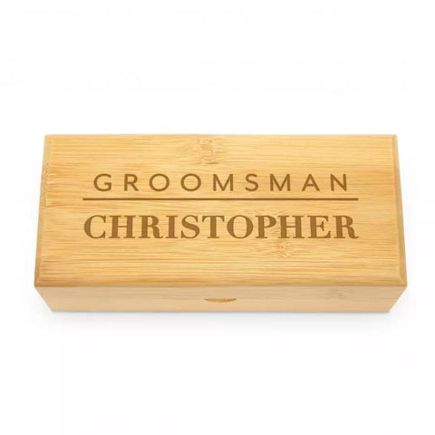 Personalized Bamboo Wood Sunglasses Case - Groomsman