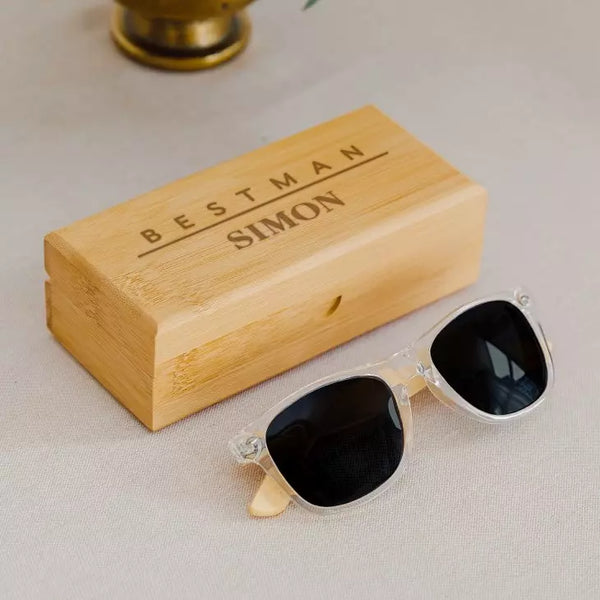 Personalized Bamboo Wood Sunglasses Case - Best Man