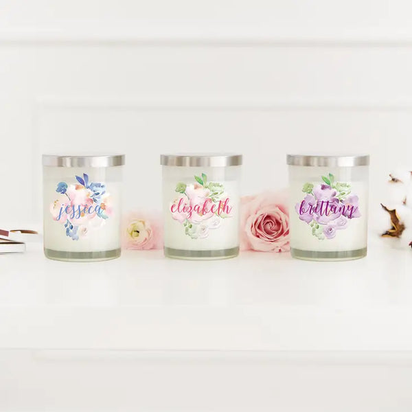 Personalized Glass Jar Gift Candle with Lid - Floral Garden Party